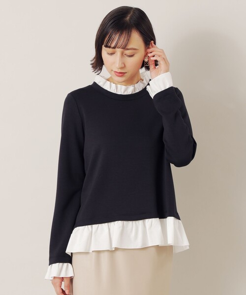 EPOCA THE SHOP(エポカザショップ)の「フリルコンビポンチプルオーバー(Tシャツ/カットソー・レディース・ブラック/ベージュ/ネイビー・38)」の3枚目の写真
