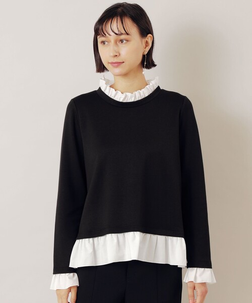EPOCA THE SHOP(エポカザショップ)の「フリルコンビポンチプルオーバー(Tシャツ/カットソー・レディース・ブラック/ベージュ/ネイビー・38)」の2枚目の写真