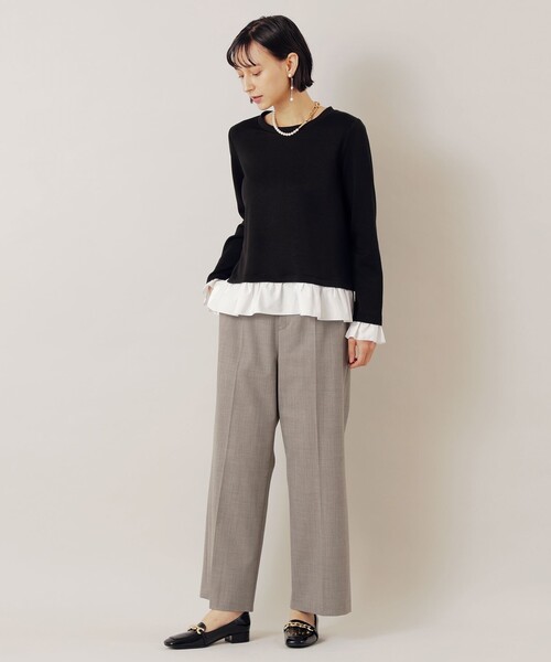 EPOCA THE SHOP(エポカザショップ)の「フリルコンビポンチプルオーバー(Tシャツ/カットソー・レディース・ブラック/ベージュ/ネイビー・38)」の5枚目の写真