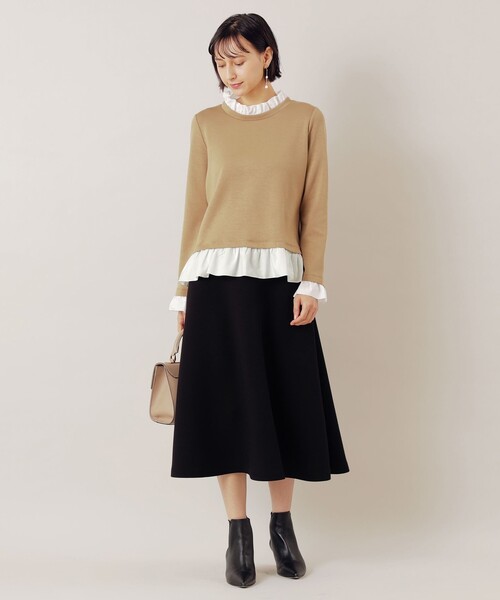 EPOCA THE SHOP(エポカザショップ)の「フリルコンビポンチプルオーバー(Tシャツ/カットソー・レディース・ブラック/ベージュ/ネイビー・38)」の8枚目の写真