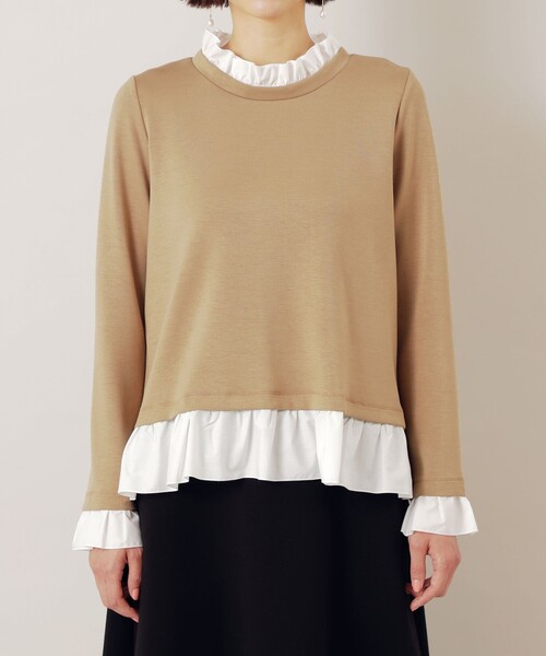 EPOCA THE SHOP(エポカザショップ)の「フリルコンビポンチプルオーバー(Tシャツ/カットソー・レディース・ブラック/ベージュ/ネイビー・38)」の7枚目の写真