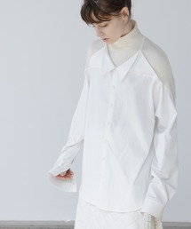 【 EKCOOKIES 】ハイネックリブ切り替えドッキングシャツ