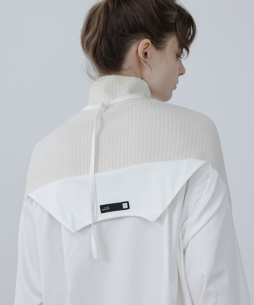 EKCOOKIES（イーケークッキーズ）の「【 EKCOOKIES 】ハイネックリブ切り替えドッキングシャツ（シャツ/ブラウス・レディース・ホワイト・L/S）」の3枚目の写真