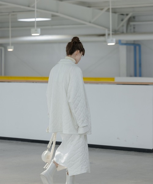 EKCOOKIES（イーケークッキーズ）の「【 EKCOOKIES 】ハイネックリブ切り替えドッキングシャツ（シャツ/ブラウス・レディース・ホワイト・L/S）」の6枚目の写真