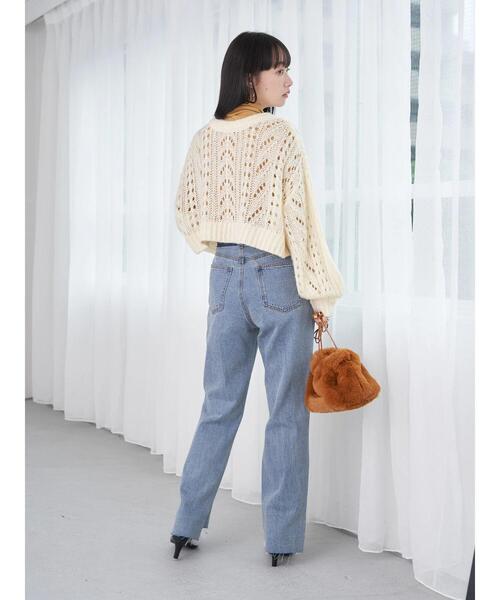 earth music&ecology（アースミュージックアンドエコロジー）の「ヘアリー透かし柄ニットカーディガン knit cardigan（カーディガン/ボレロ・レディース・ピンク/ブルーグリーン/アイボリー・FREE）」の13枚目の写真