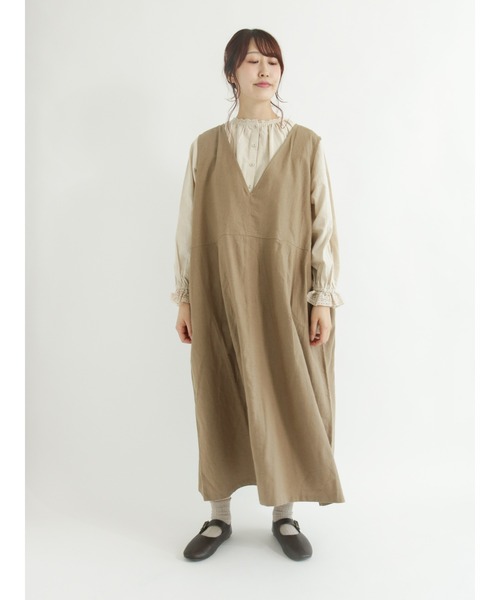 Samansa Mos2（サマンサ モスモス）の「ゆったりジャンスカ（ワンピース・レディース・ブラック/ベージュ/パープル/モカ・ﾌﾘ-）」の3枚目の写真