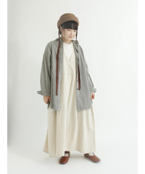 Samansa Mos2（サマンサ モスモス）の「ゆったりジャンスカ（ワンピース・レディース・ブラック/ベージュ/パープル/モカ・ﾌﾘ-）」の9枚目の写真