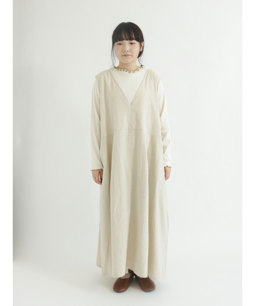 Samansa Mos2（サマンサ モスモス）の「ゆったりジャンスカ（ワンピース・レディース・ブラック/ベージュ/パープル/モカ・ﾌﾘ-）」の7枚目の写真