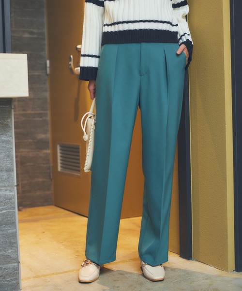 Andemiu(アンデミュウ)の「ハイウエストワイドパンツ169151(その他パンツ・レディース・オレンジ/グリーン/アイボリー・FREE)」の4枚目の写真