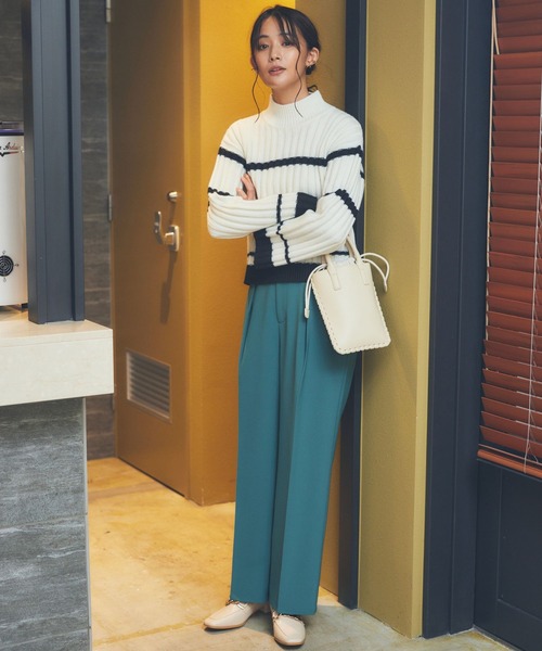 Andemiu(アンデミュウ)の「ハイウエストワイドパンツ169151(その他パンツ・レディース・オレンジ/グリーン/アイボリー・FREE)」の5枚目の写真