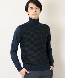 アレキサンダージュリアンメンズ/ALEXANDER JULIAN:MEN ウォッシャブル ウール混千鳥 タートルニット