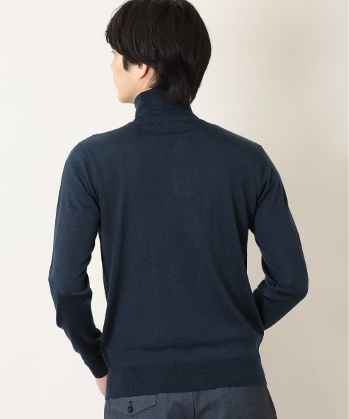 Alexander Julian（アレキサンダージュリアン）の「アレキサンダージュリアンメンズ/ALEXANDER JULIAN:MEN ウォッシャブル ウール混千鳥 タートルニット（ニット/セーター・メンズ・ネイビー・X-LARGE/LARGE/MEDIUM）」の5枚目の写真