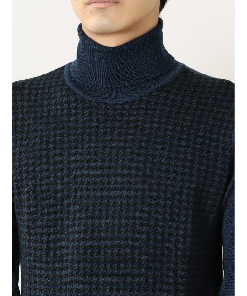 Alexander Julian（アレキサンダージュリアン）の「アレキサンダージュリアンメンズ/ALEXANDER JULIAN:MEN ウォッシャブル ウール混千鳥 タートルニット（ニット/セーター・メンズ・ネイビー・X-LARGE/LARGE/MEDIUM）」の10枚目の写真