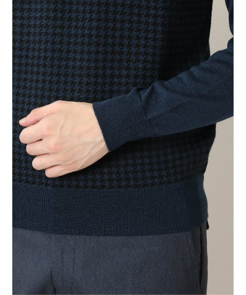 Alexander Julian（アレキサンダージュリアン）の「アレキサンダージュリアンメンズ/ALEXANDER JULIAN:MEN ウォッシャブル ウール混千鳥 タートルニット（ニット/セーター・メンズ・ネイビー・X-LARGE/LARGE/MEDIUM）」の11枚目の写真