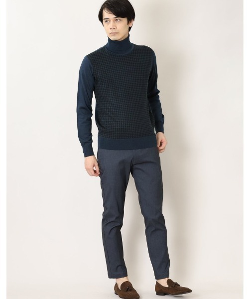 Alexander Julian（アレキサンダージュリアン）の「アレキサンダージュリアンメンズ/ALEXANDER JULIAN:MEN ウォッシャブル ウール混千鳥 タートルニット（ニット/セーター・メンズ・ネイビー・X-LARGE/LARGE/MEDIUM）」の13枚目の写真