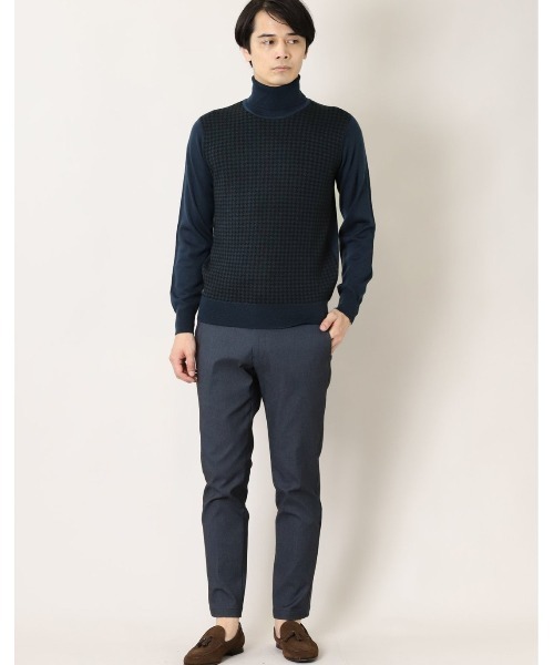 Alexander Julian（アレキサンダージュリアン）の「アレキサンダージュリアンメンズ/ALEXANDER JULIAN:MEN ウォッシャブル ウール混千鳥 タートルニット（ニット/セーター・メンズ・ネイビー・X-LARGE/LARGE/MEDIUM）」の14枚目の写真