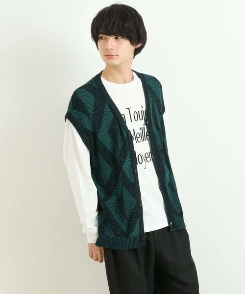 a.v.v(アーヴェヴェ)の「ジャカードニットカーディガンベスト(ベスト・メンズ・ブラウン/ブラック・46/48/50)」の16枚目の写真