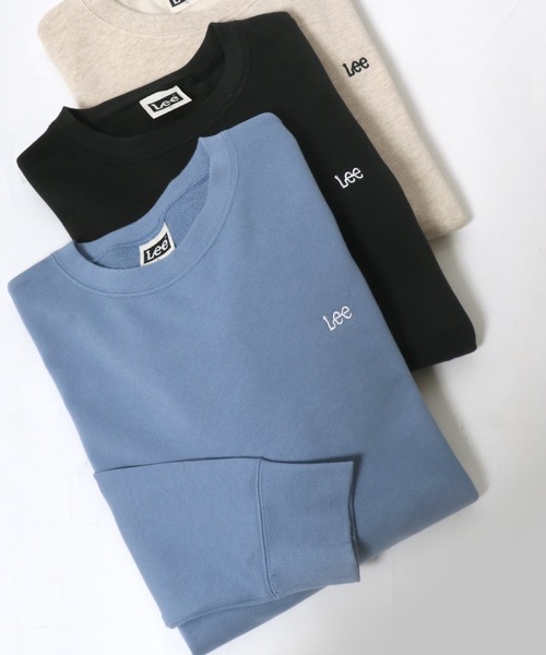 Lee（リー）の「Lee（リー）ワンポイントロゴ刺繍 スウェットトップス/長袖 無地 プルオーバートレーナー/メンズ レディース（スウェット・メンズ・ブルー/ブラック/オートミール/ホワイト/ダークグリーン/アッシュグレー・L/M/XL）」の6枚目の写真