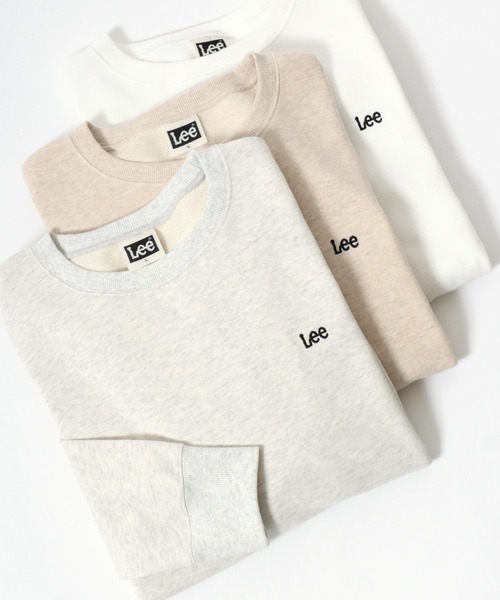 Lee（リー）の「Lee（リー）ワンポイントロゴ刺繍 スウェットトップス/長袖 無地 プルオーバートレーナー/メンズ レディース（スウェット・メンズ・ブルー/ブラック/オートミール/ホワイト/ダークグリーン/アッシュグレー・L/M/XL）」の4枚目の写真