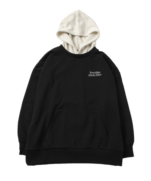 GLAZOS（グラソス）の「裏毛・フードレイヤードビッグパーカー（パーカー・キッズ・ブラック/グレー/ブルー・160cm/170cm/140cm/150cm）」の2枚目の写真