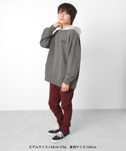 GLAZOS（グラソス）の「裏毛・フードレイヤードビッグパーカー（パーカー・キッズ・ブラック/グレー/ブルー・160cm/170cm/140cm/150cm）」の6枚目の写真