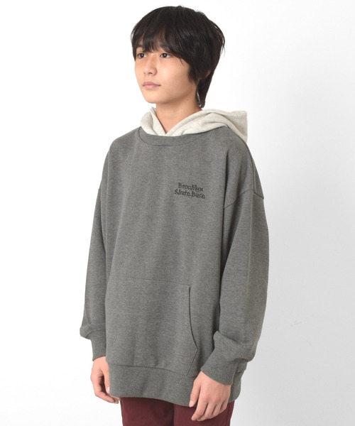 GLAZOS（グラソス）の「裏毛・フードレイヤードビッグパーカー（パーカー・キッズ・ブラック/グレー/ブルー・160cm/170cm/140cm/150cm）」の7枚目の写真