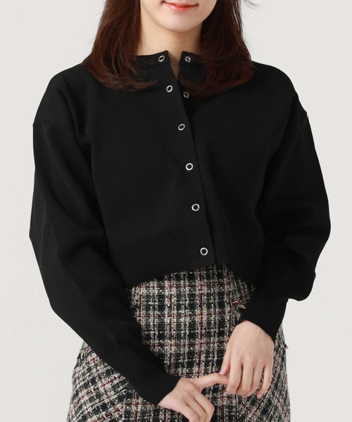 archives（アルシーヴ）の「スナップ釦クルーカーディガン（カーディガン/ボレロ・レディース・ブラック/ブルー/オフホワイト/グリーン/ラベンダー/オレンジ・MEDIUM）」の3枚目の写真