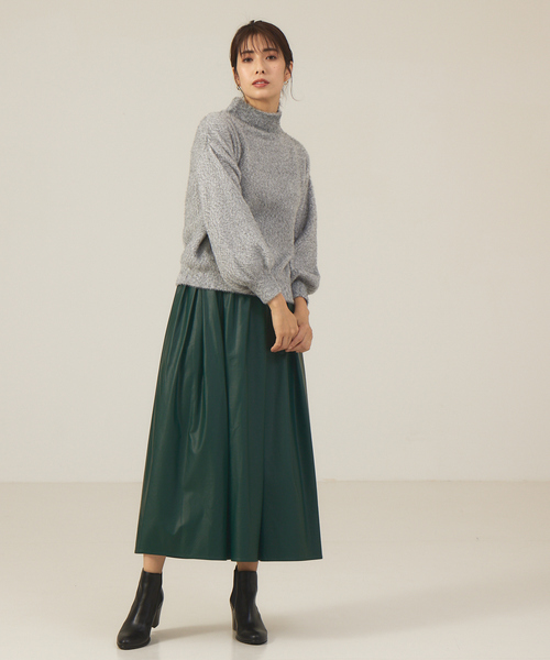 abahouse mavie(アバハウスマヴィ)の「ミックスフェザーヤーンモックネックプルオーバー(ニット/セーター・レディース・パープル/ライトグレー/グリーン・フリー)」の4枚目の写真