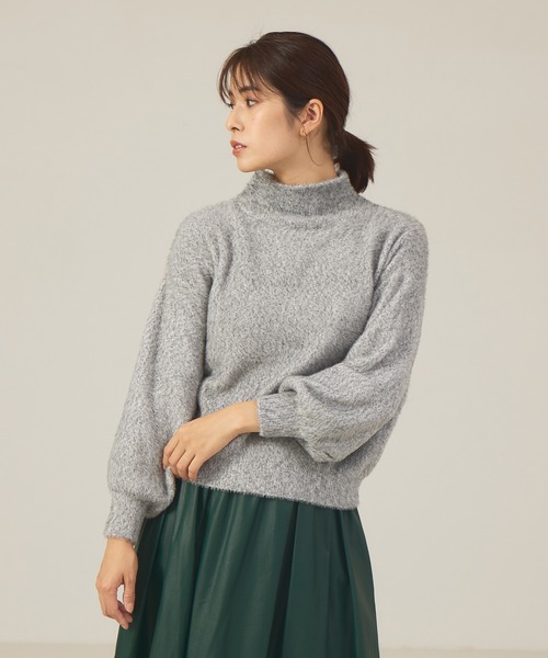 abahouse mavie(アバハウスマヴィ)の「ミックスフェザーヤーンモックネックプルオーバー(ニット/セーター・レディース・パープル/ライトグレー/グリーン・フリー)」の20枚目の写真