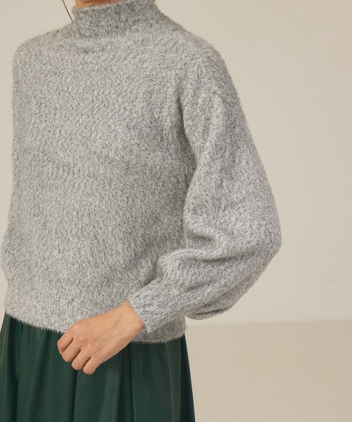 abahouse mavie(アバハウスマヴィ)の「ミックスフェザーヤーンモックネックプルオーバー(ニット/セーター・レディース・パープル/ライトグレー/グリーン・フリー)」の16枚目の写真