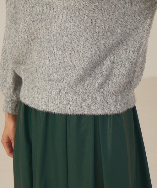 abahouse mavie(アバハウスマヴィ)の「ミックスフェザーヤーンモックネックプルオーバー(ニット/セーター・レディース・パープル/ライトグレー/グリーン・フリー)」の15枚目の写真