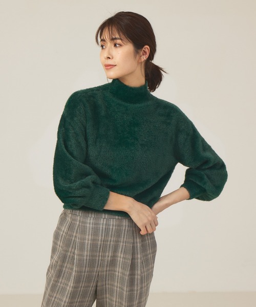 abahouse mavie(アバハウスマヴィ)の「ミックスフェザーヤーンモックネックプルオーバー(ニット/セーター・レディース・パープル/ライトグレー/グリーン・フリー)」の6枚目の写真