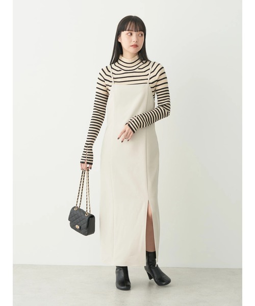 earth music&ecology(アースミュージックアンドエコロジー)の「Iラインキャミワンピース(ワンピース・レディース・ベージュ/モカ/ブラック・FREE)」の11枚目の写真