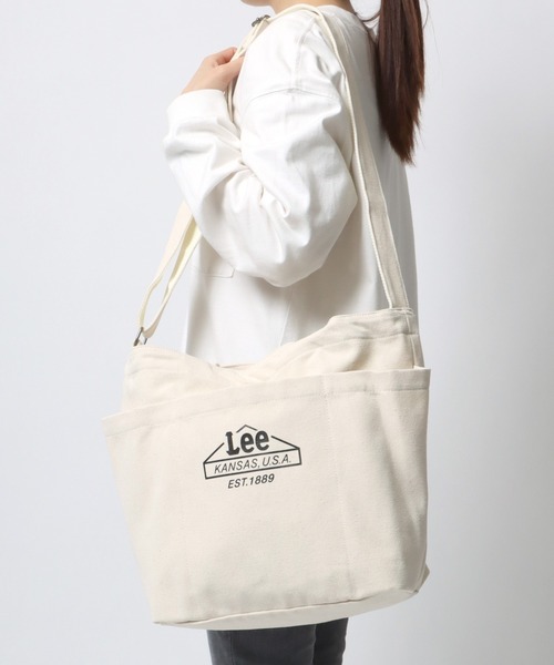 Lee(リー)の「Lee/リー キャンバス 2WAY ハウスマーク ロゴ ショルダーバッグ/レディース メンズ トートバッグ(トートバッグ・レディース・ベージュ/ネイビー/オフホワイト/グレー/ブラック/カーキ・FREE)」の2枚目の写真