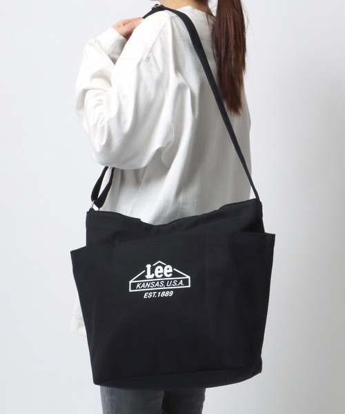 Lee(リー)の「Lee/リー キャンバス 2WAY ハウスマーク ロゴ ショルダーバッグ/レディース メンズ トートバッグ(トートバッグ・レディース・ベージュ/ネイビー/オフホワイト/グレー/ブラック/カーキ・FREE)」の3枚目の写真