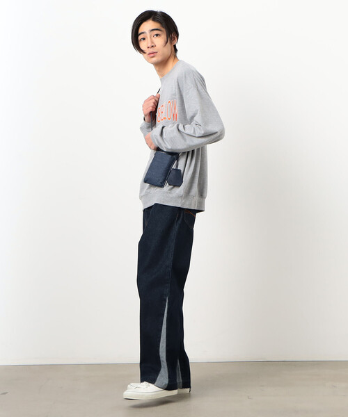 Purple&Yellow（パープルアンドイエロー）の「デニム 裾切り替え ストレートパンツ（デニムパンツ・メンズ・インディゴブルー/ライトインディゴブルー・X-SMALL/SMALL/MEDIUM/LARGE/X-LARGE）」の19枚目の写真