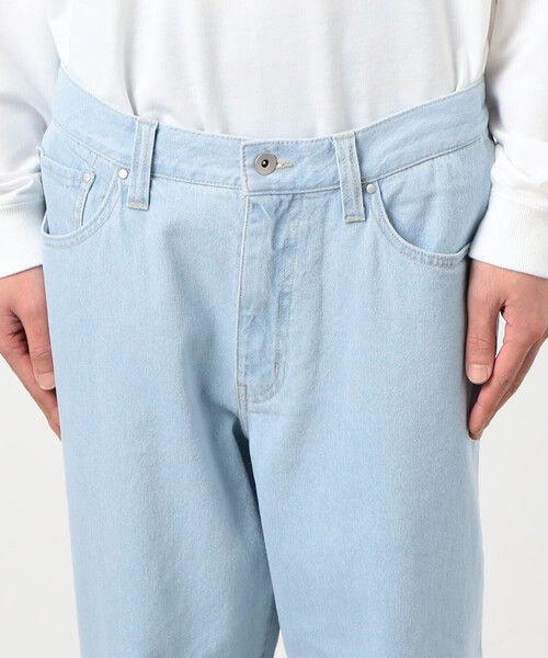 Purple&Yellow（パープルアンドイエロー）の「デニム 裾切り替え ストレートパンツ（デニムパンツ・メンズ・インディゴブルー/ライトインディゴブルー・X-SMALL/SMALL/MEDIUM/LARGE/X-LARGE）」の17枚目の写真