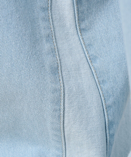 Purple&Yellow（パープルアンドイエロー）の「デニム 裾切り替え ストレートパンツ（デニムパンツ・メンズ・インディゴブルー/ライトインディゴブルー・X-SMALL/SMALL/MEDIUM/LARGE/X-LARGE）」の8枚目の写真