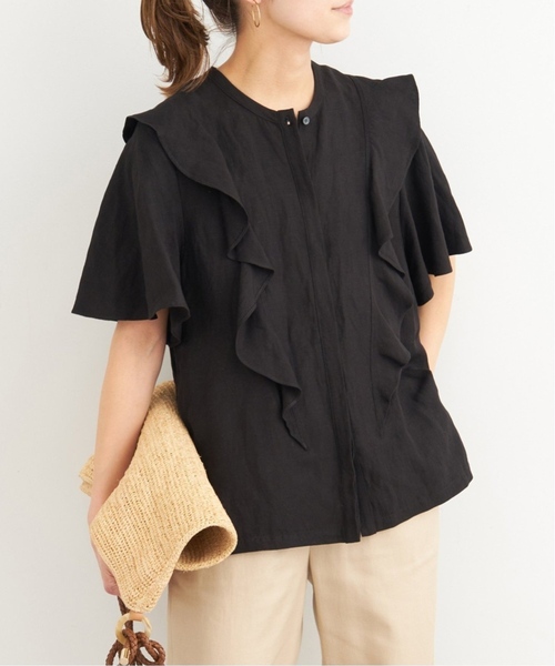 セール】≪追加≫【WEB限定】リネンレーヨンフリルブラウス