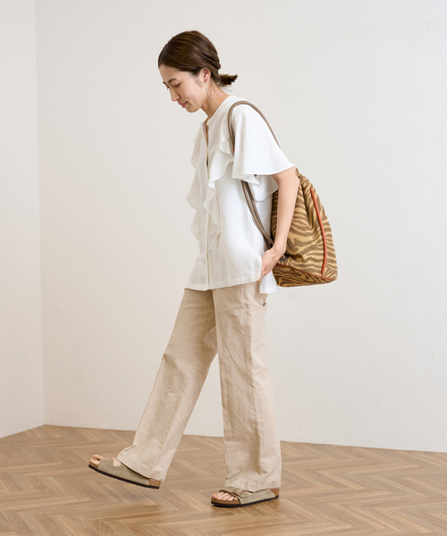 セール】≪追加≫【WEB限定】リネンレーヨンフリルブラウス