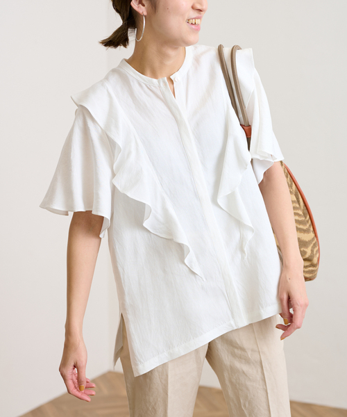 FRAMeWORK（フレームワーク）の「≪追加≫【WEB限定】リネンレーヨンフリルブラウス（シャツ/ブラウス・レディース・ホワイト/ブラック/カーキ・FREE）」の19枚目の写真