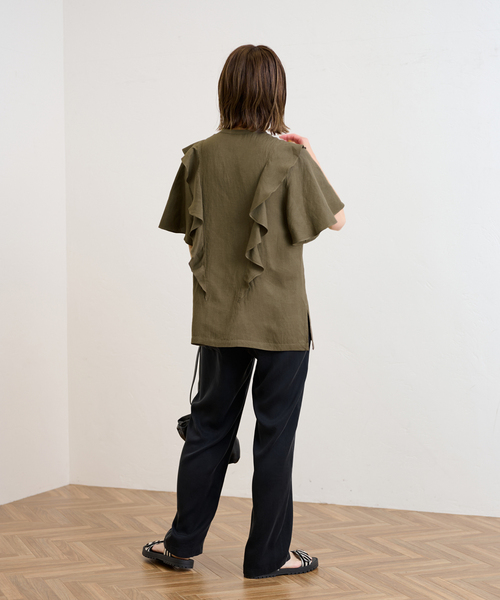 セール】≪追加≫【WEB限定】リネンレーヨンフリルブラウス