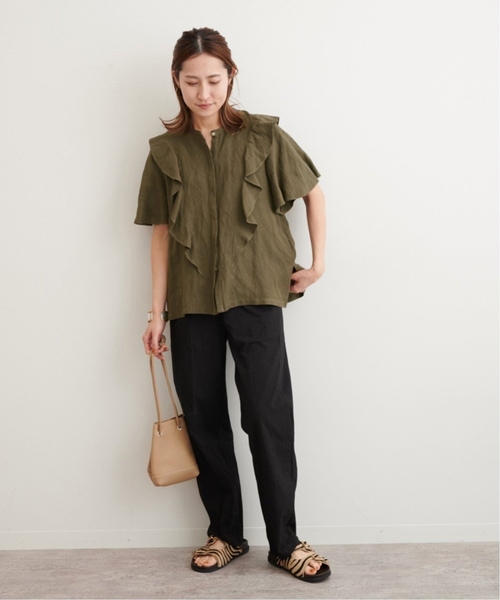 セール】≪追加≫【WEB限定】リネンレーヨンフリルブラウス