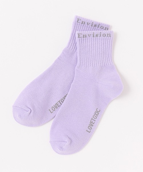 LOVETOXIC（ラブトキシック）の「クチロゴリブクルーソックス（ソックス/靴下・キッズ・オフホワイト/サックスブルー/ラベンダー/ブラック・FREE）」の4枚目の写真