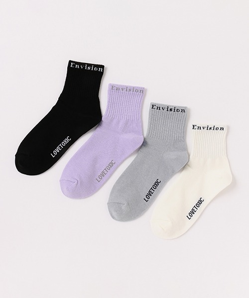 LOVETOXIC（ラブトキシック）の「クチロゴリブクルーソックス（ソックス/靴下・キッズ・オフホワイト/サックスブルー/ラベンダー/ブラック・FREE）」の9枚目の写真