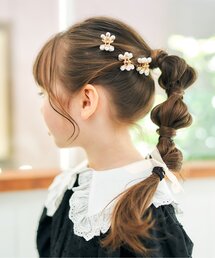【フォーマル対応】お花クリップ・リボンヘアゴムセット_アプレレクールマシェリ