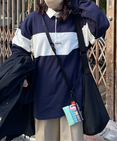 CPCM（シーピーシーエム）の「ヘビーウェイトラガーシャツ（ポロシャツ・レディース・オフホワイト/ネイビー/グリーン・LARGE/MEDIUM）」の3枚目の写真