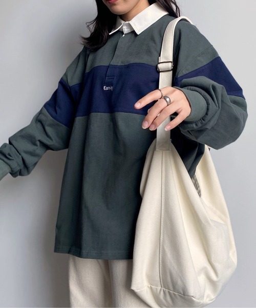 CPCM（シーピーシーエム）の「ヘビーウェイトラガーシャツ（ポロシャツ・レディース・オフホワイト/ネイビー/グリーン・LARGE/MEDIUM）」の16枚目の写真