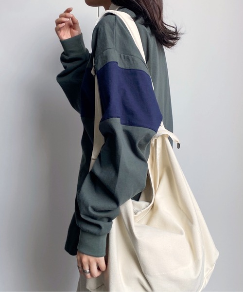 CPCM（シーピーシーエム）の「ヘビーウェイトラガーシャツ（ポロシャツ・レディース・オフホワイト/ネイビー/グリーン・LARGE/MEDIUM）」の17枚目の写真