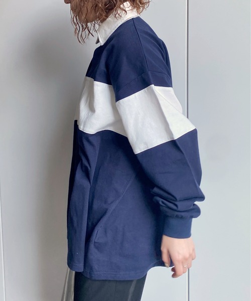 CPCM（シーピーシーエム）の「ヘビーウェイトラガーシャツ（ポロシャツ・レディース・オフホワイト/ネイビー/グリーン・LARGE/MEDIUM）」の5枚目の写真